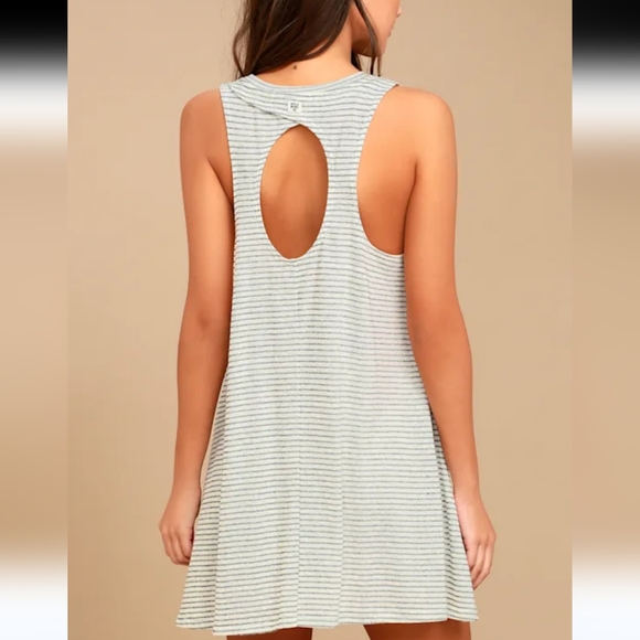 NWT Billabong By and By Cream Striped Swing Dress Women's XS Casual Retro Beach - Picture 6 of 11